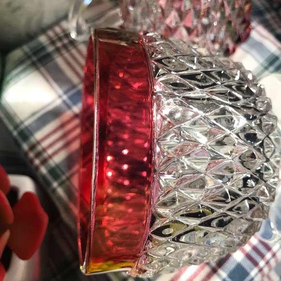 🛑🛑Vintage Indiana Glass Diamond Point Cranberry/Ruby Flashed Creamer & Sugar - Picture 4 of 6